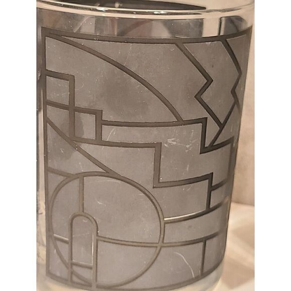Georges Briard Double Old Fashion Glasses Art Deco Gray Geometric Design MCM (5) - Picture 11 of 16